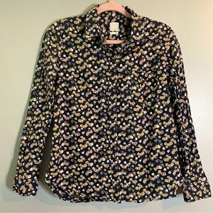GAP Women’s Floral Fitted Boyfriend Shirt, Dark Navy SZ/SM